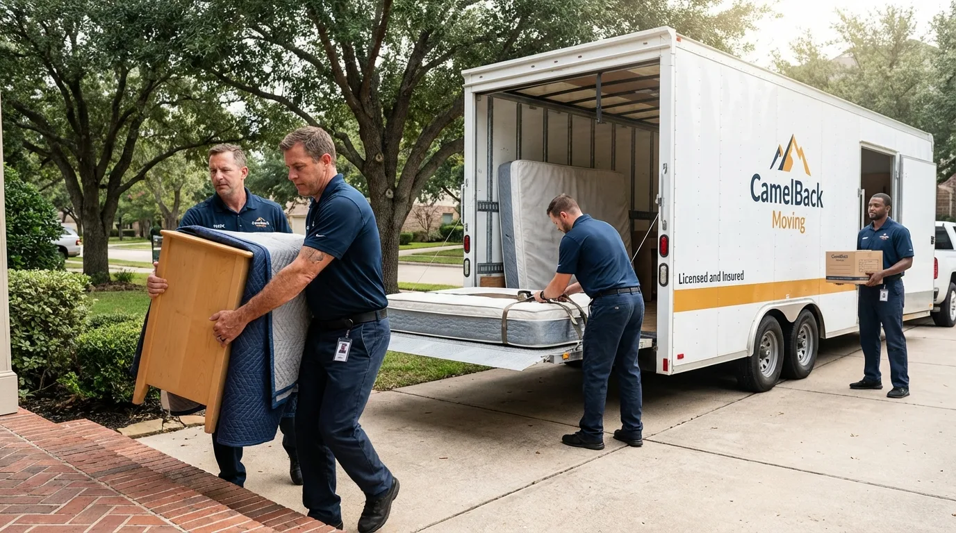 Crew loading residential truck for cross-state move from Effingham, IL